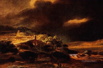 レンブラント・ファン・レイン Painting - 嵐の風景 レンブラント